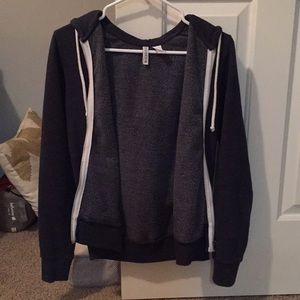 Zip up hoodie- more of a navy color